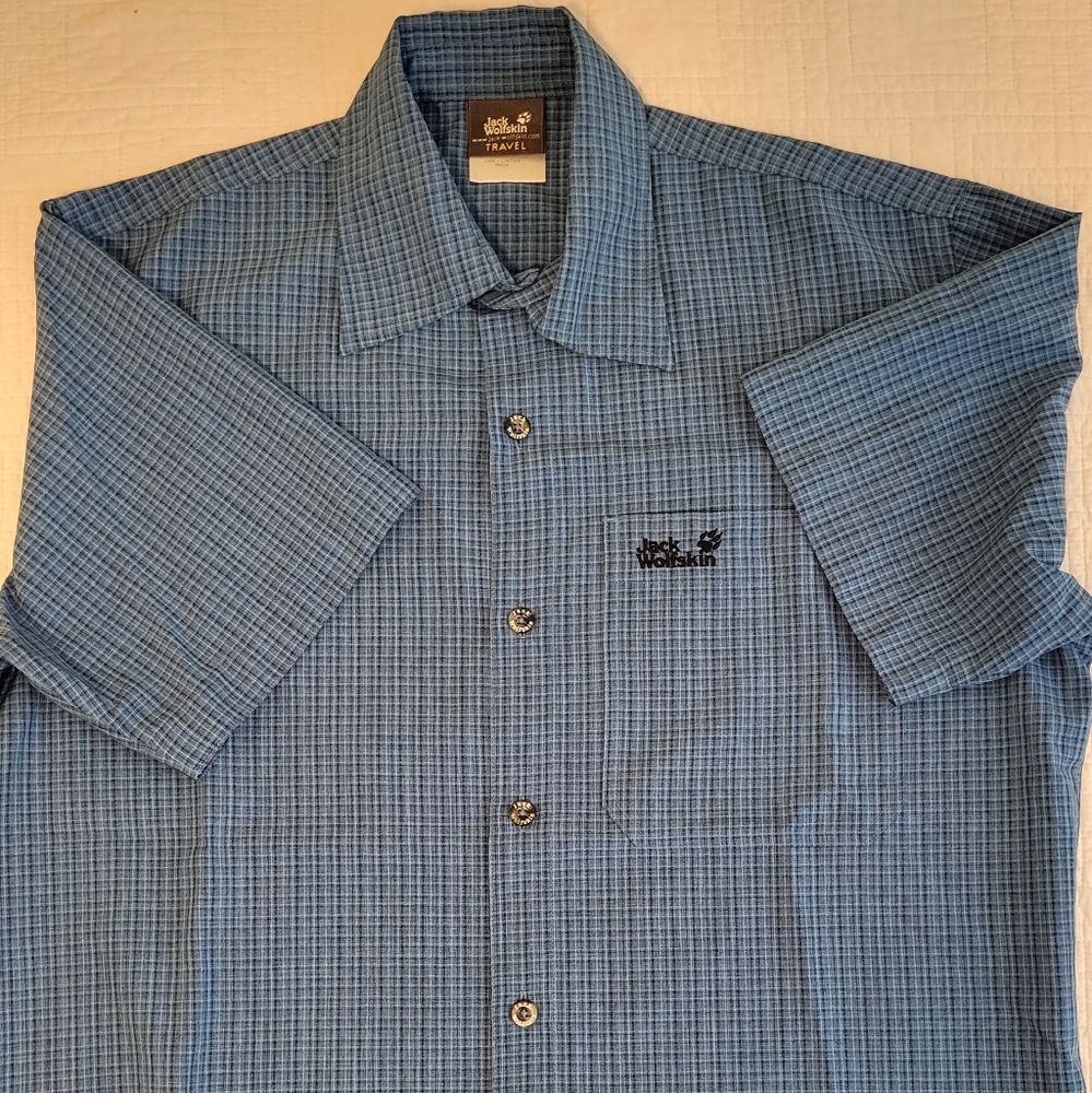 Jack Wolfskin Men's Small S/S Travel Shirt Blue